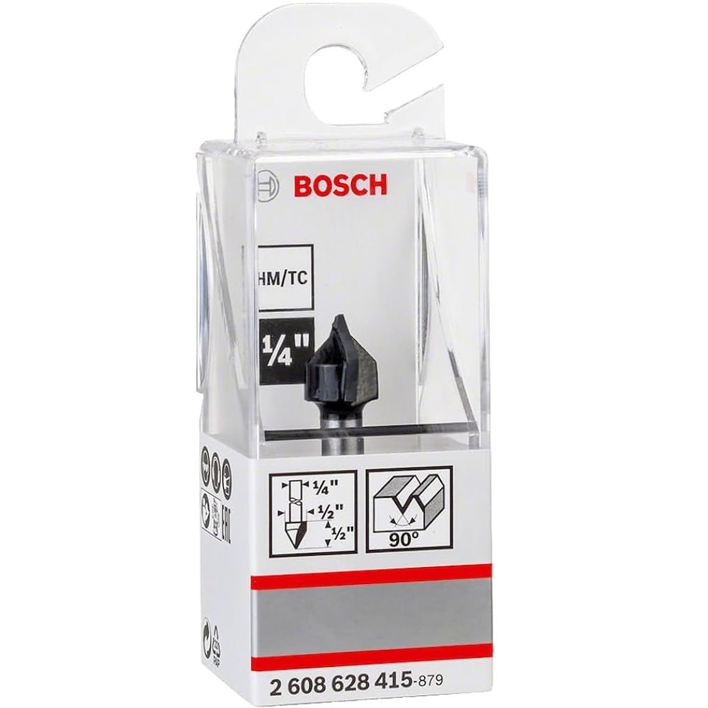 Bosch V-groove bit, 1/4", D1 12.7 mm, L 12.7 mm, G 45 mm, 90° 2608628415 Power Tool Services