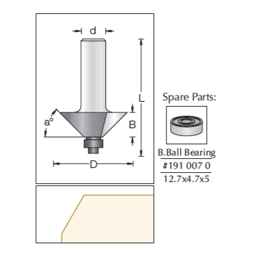 Dimar Bevel - Low Bb, 31.8 X 12.7Mm X 45 Deg 1180014 Power Tool Services