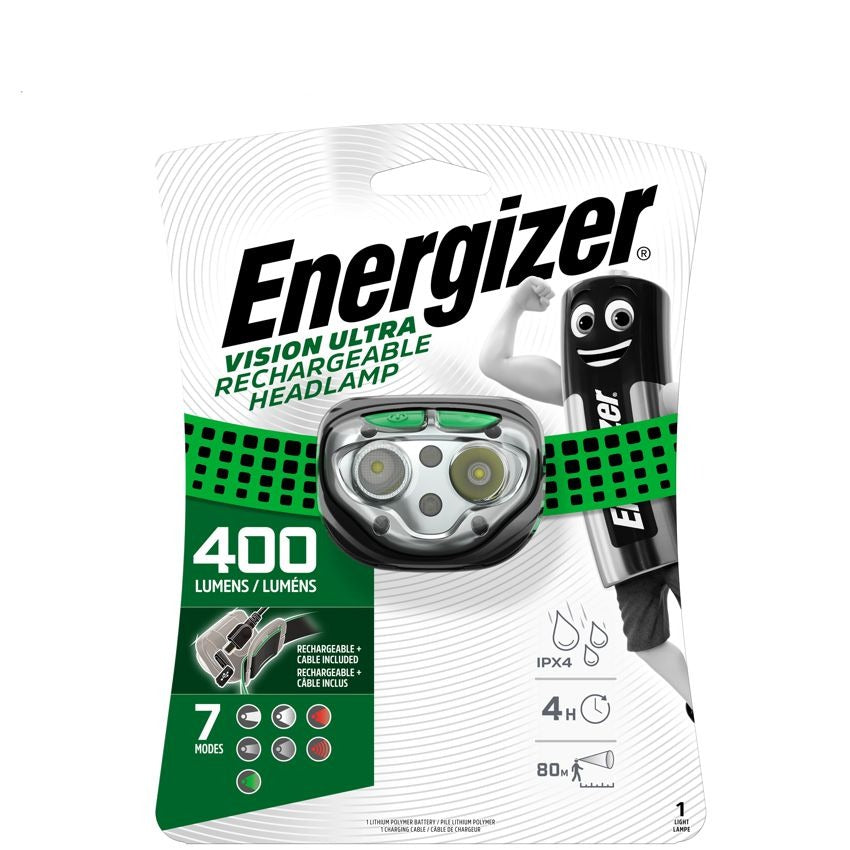 Energizer 400lum Vision Recharge Headlight Green E301528200 Power Tool Services