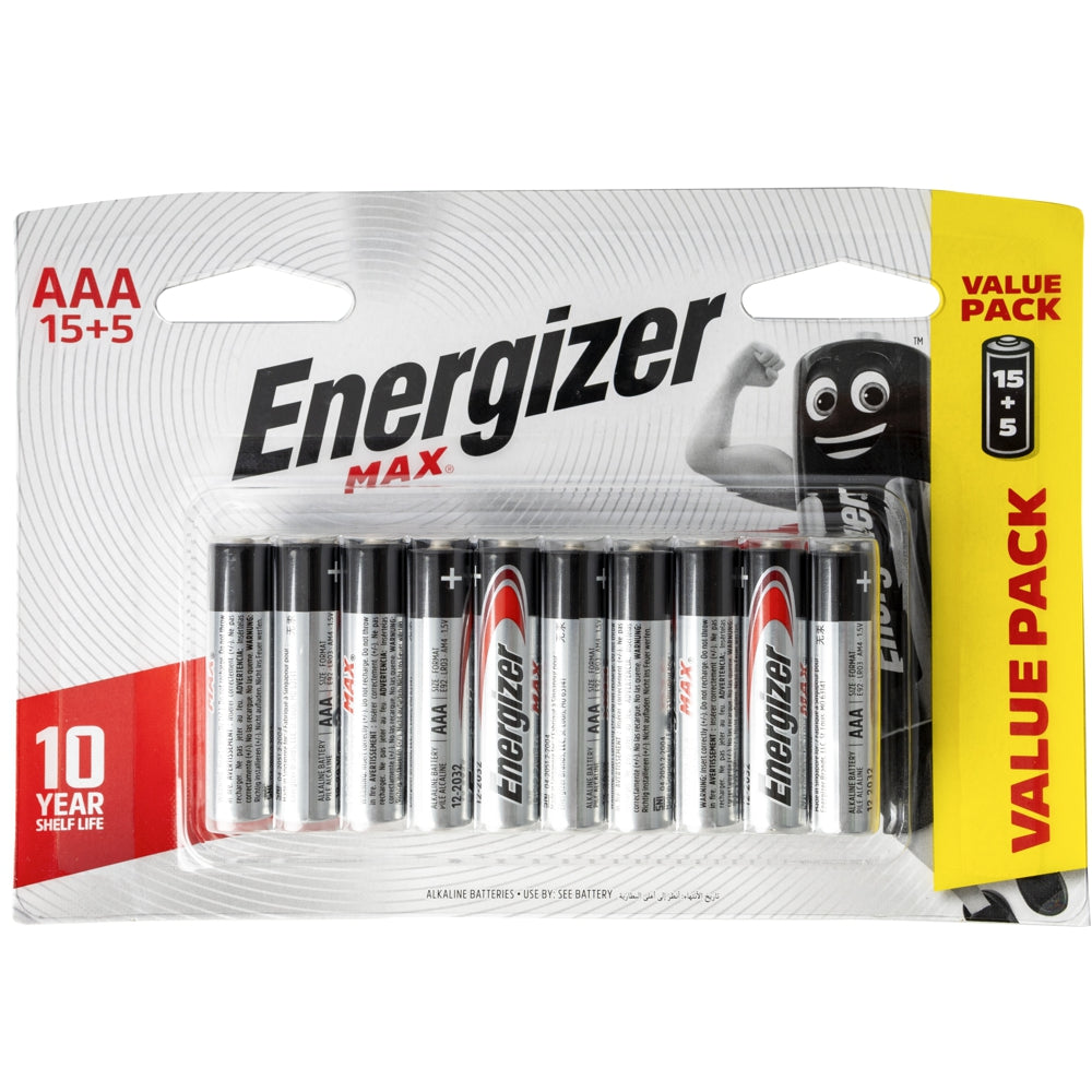 Energizer Max: Aaa - 15+5 Free Pack E303673500 Power Tool Services