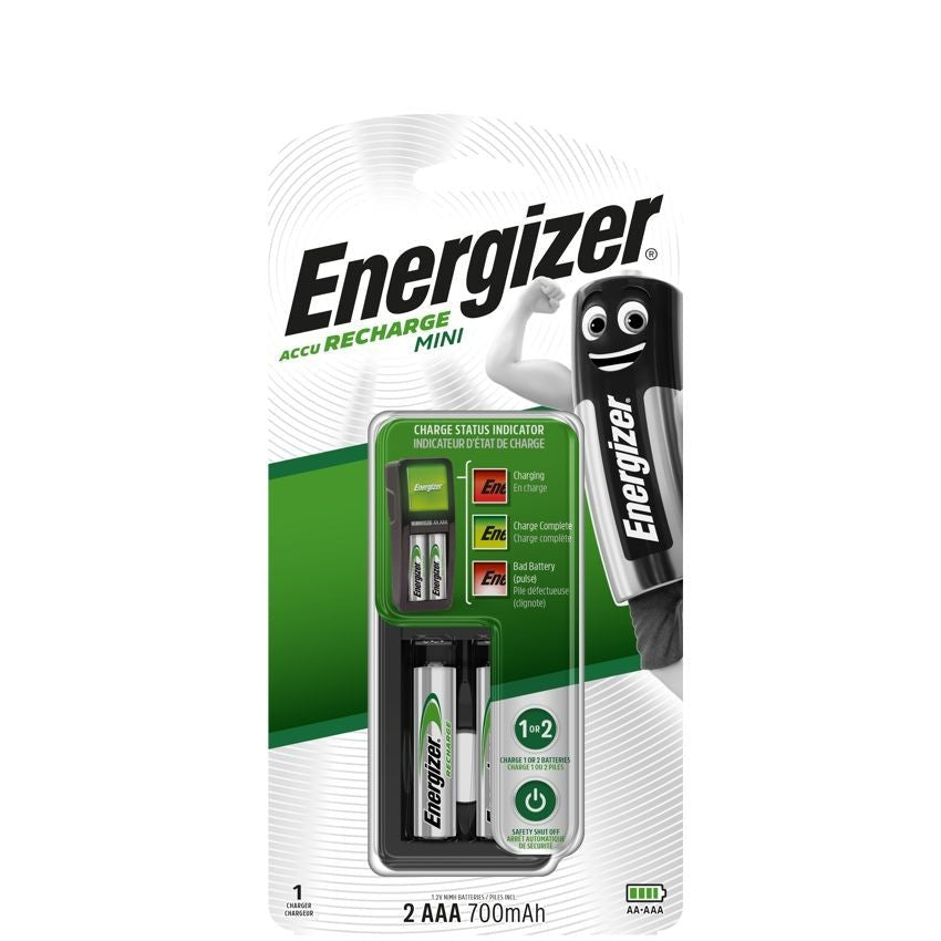 Energizer Mini Charger With Status Indicator (aa & Aaa) +2 Aaa Batteri E300701400 Power Tool Services