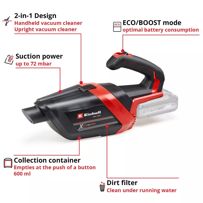 Einhell Cordless Vacuum Cleaner TE-HV 18/06 Li - Solo