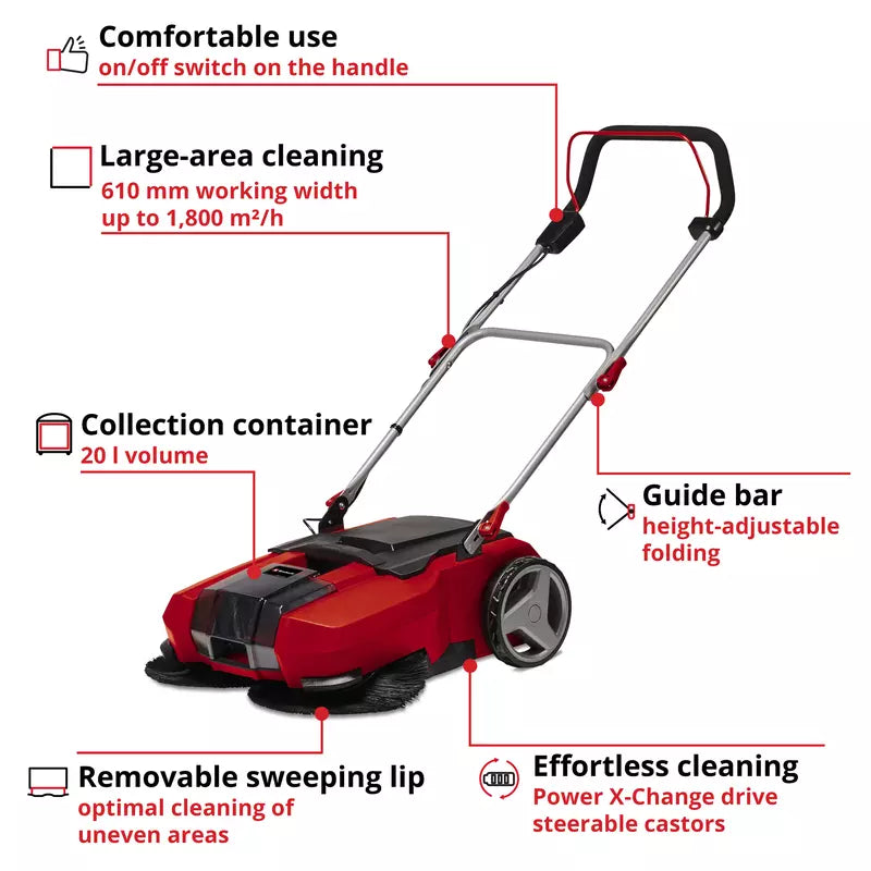 Einhell Cordless Push Sweeper TE-SW 18/610 Li-Solo