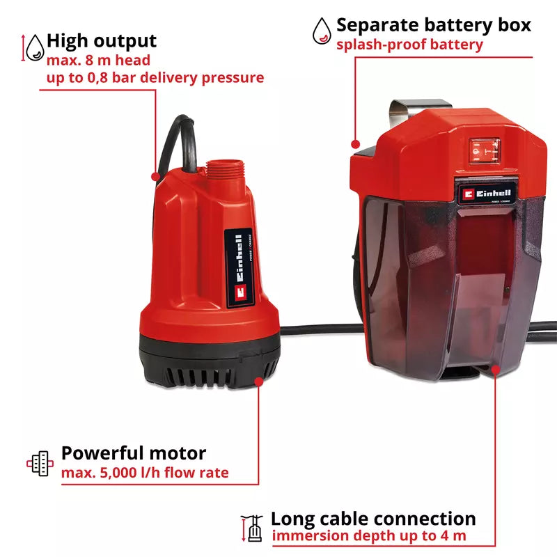 Einhell Cordless Clear Water Pump GE-SP 18 Li - Solo