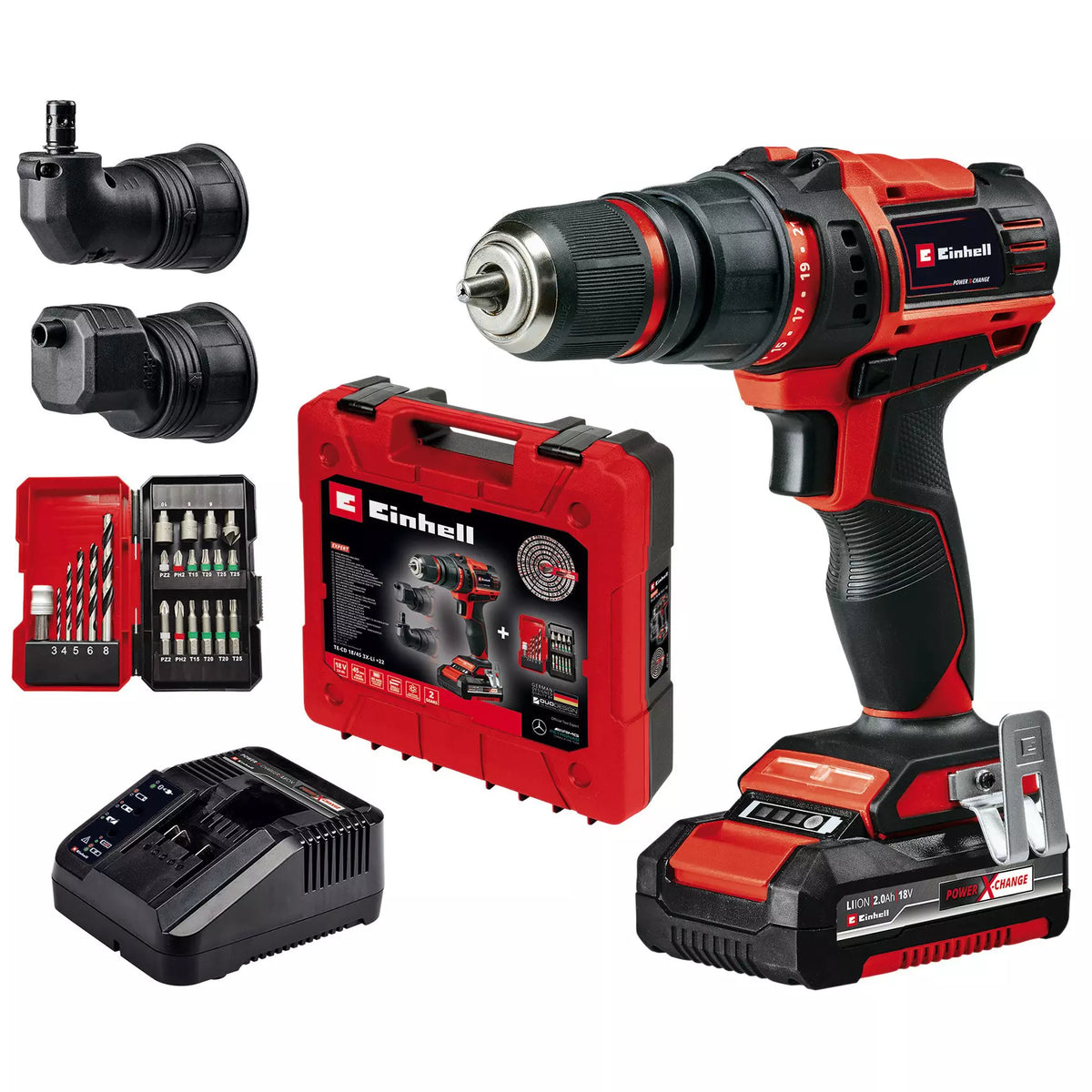 Einhell Cordless Drill TE-CD 18/45 3X-Li +22 1x2,0Ah 1 - Power Tool Services