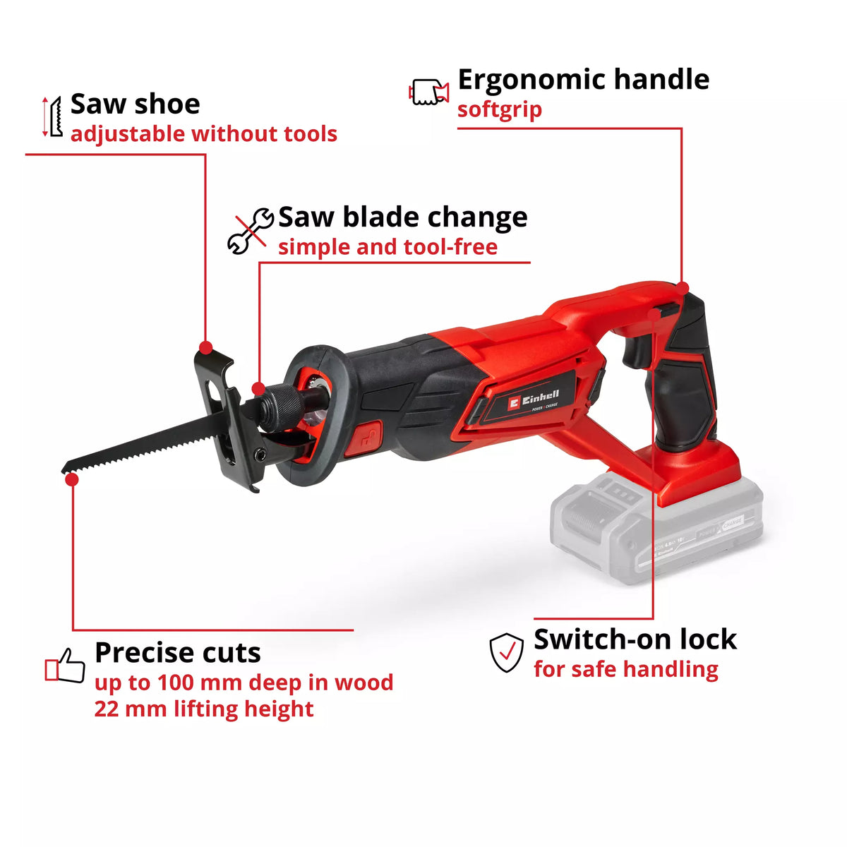 Einhell Reciprocating Saw 18V TE-AP 18 Li-Solo 3 - Power Tool Services