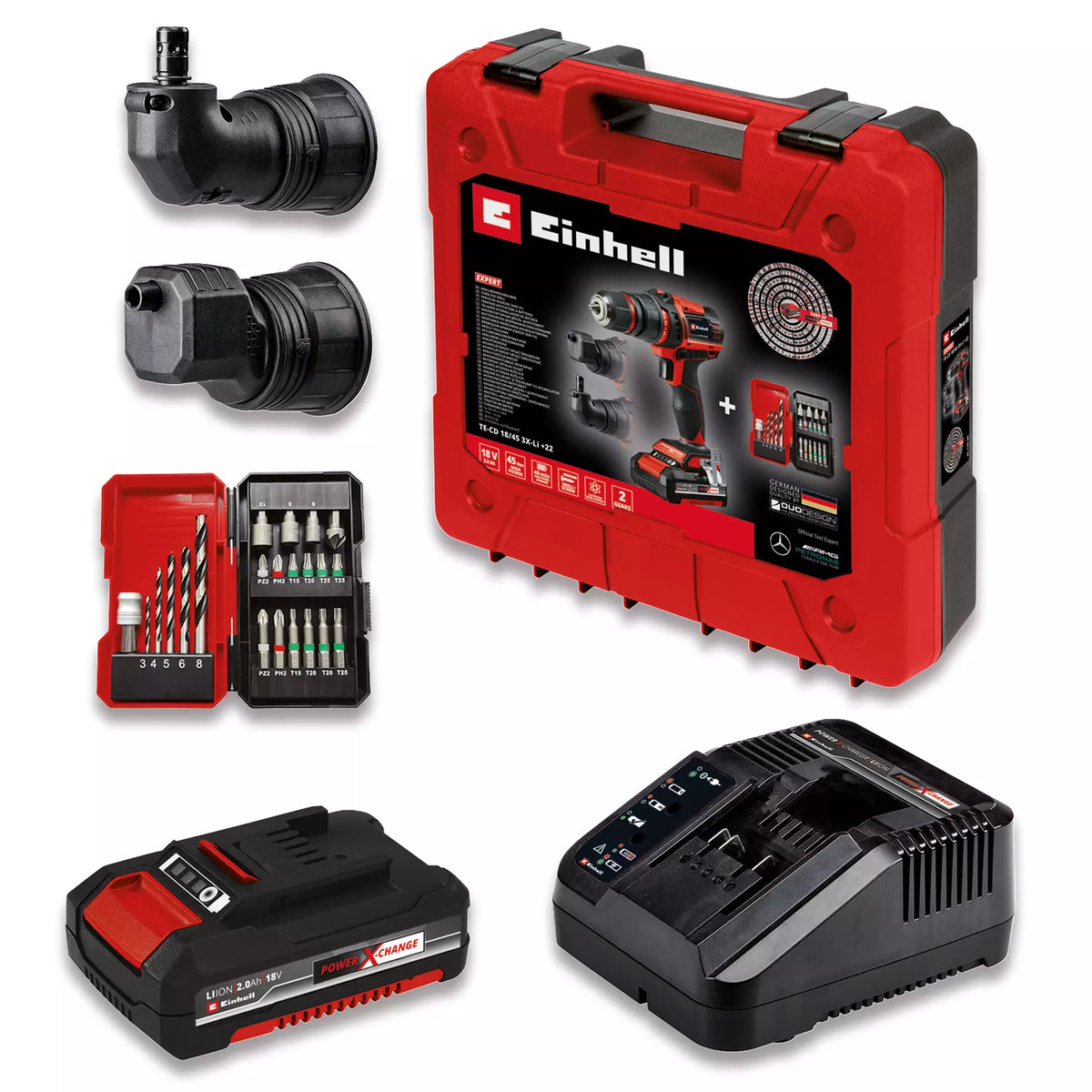 Einhell Cordless Drill TE-CD 18/45 3X-Li +22 1x2,0Ah 2 - Power Tool Services