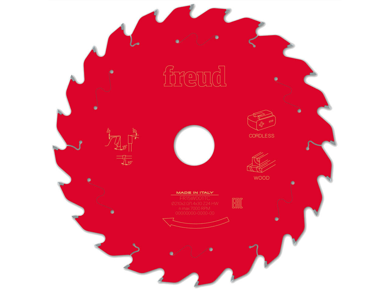 Freud TCT Circular Saw Blade 210MM X 2.0 X 30MM X 24T FR15W001TC Power Tool Services