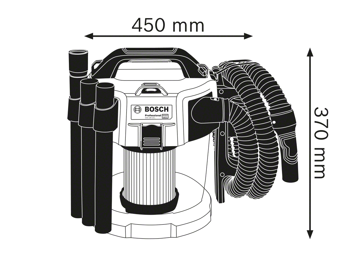 Bosch Professional Cordless Vacuum Cleaner GAS 18V-10 L (Solo) 06019C6302 - Power Tool Services