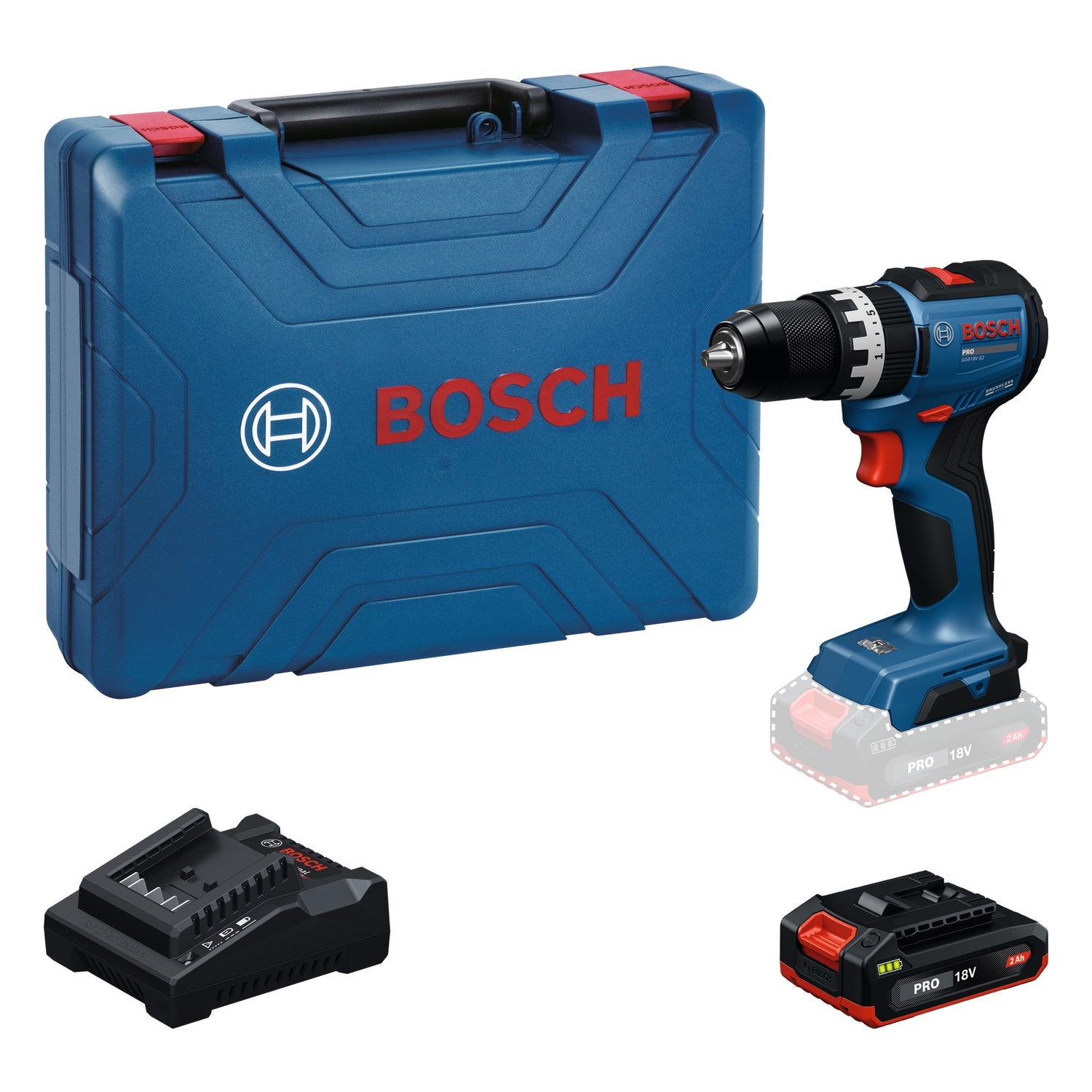Bosch Professional Cordless Drill GSR 18V-52  (1 x 2.0Ah) + Charger 06019S00K4 1 - Power Tool Services