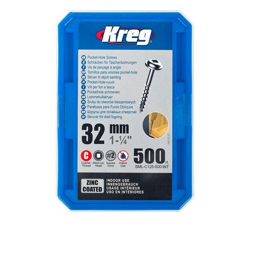 Kreg Pocket Hole Screws 1-1/4' #8 Coarse Washer Head 500Ct Power Tool Services