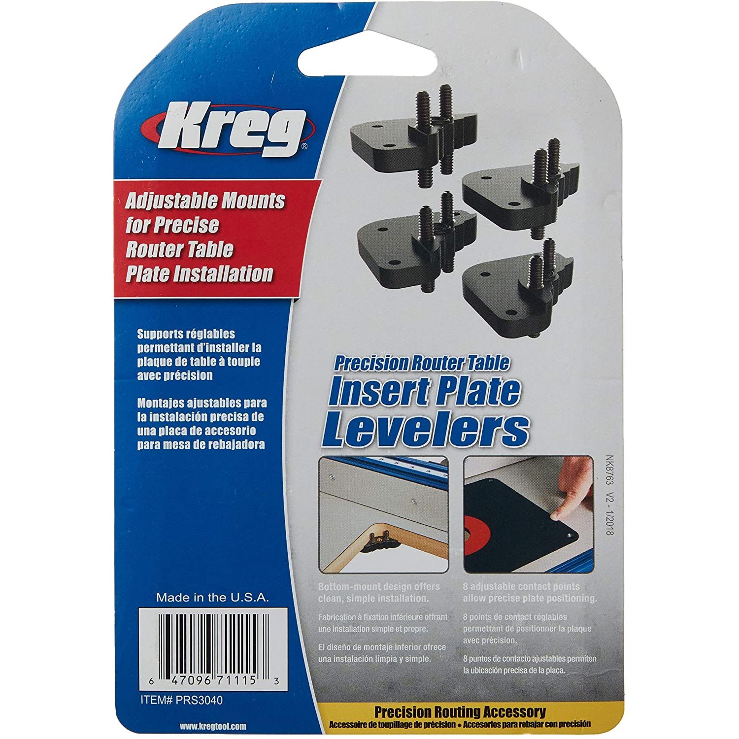 Kreg Precision Router Table Insert Plate Levelers PRS3040 Power Tool Services