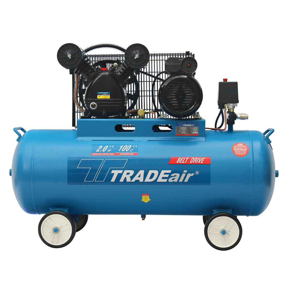TradeAir Compressor V Head Belt Drive 1500 W 100Lt - Power Tool Services