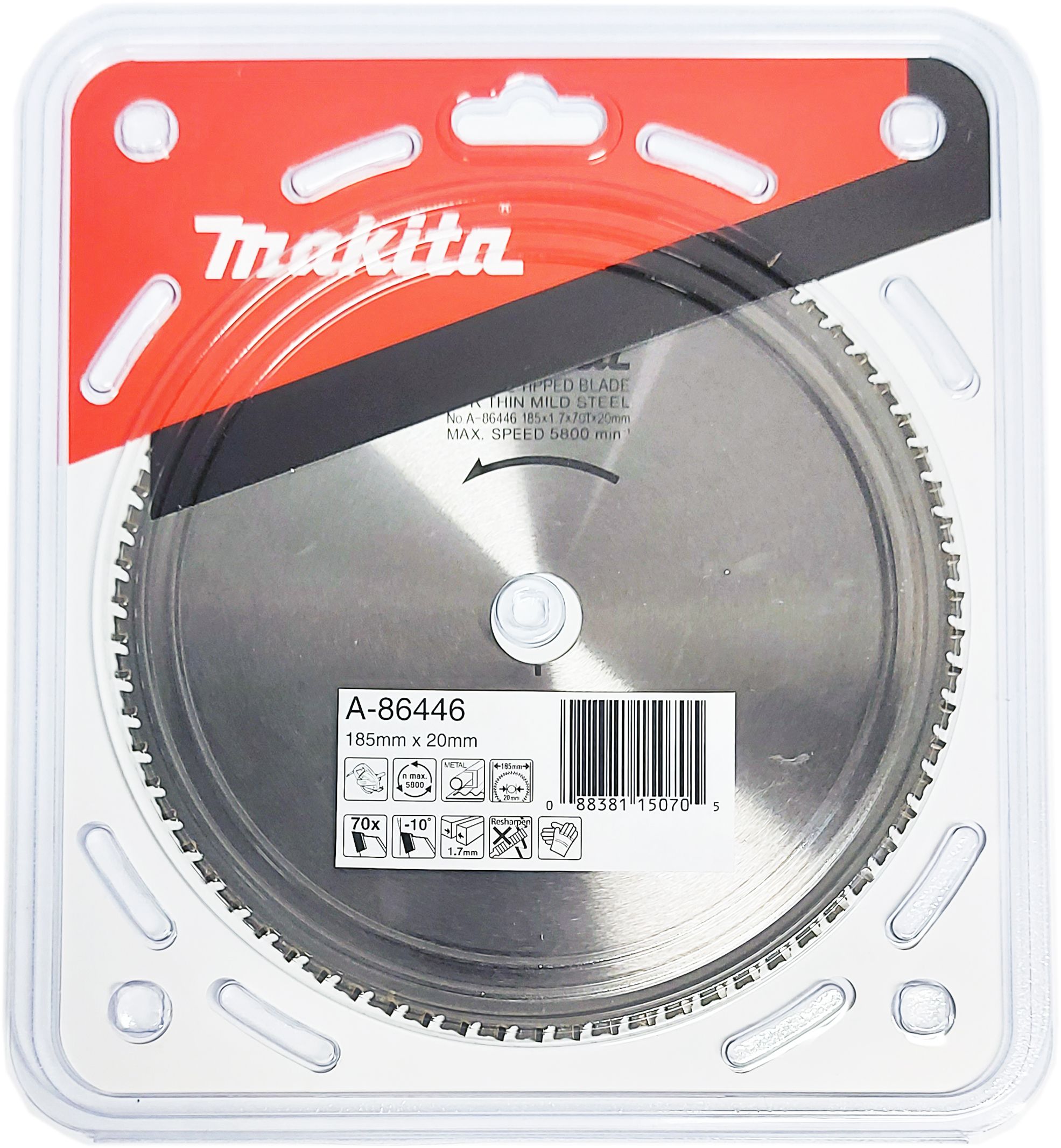 Makita Metal Cutting Blade 185mm x 20mm 70T A-86446 Power Tool Services