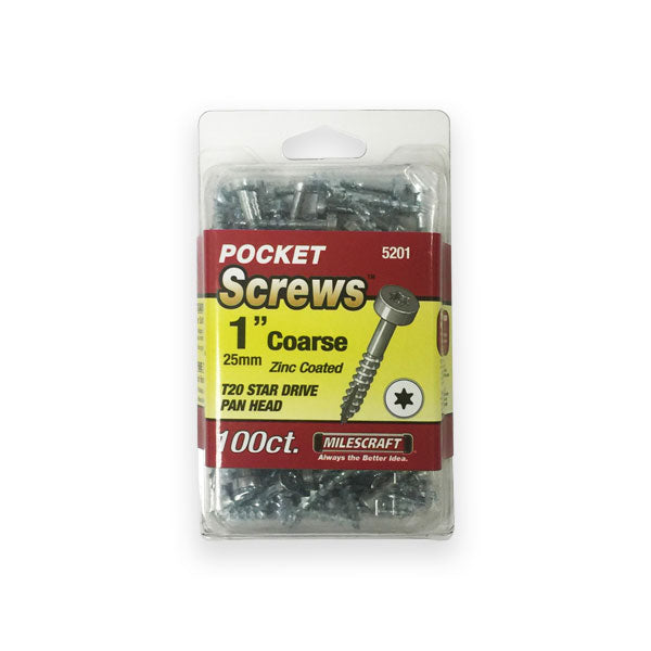 Milescraft | Pocket Screws Coarse 1" 100Pc 25mm Zinc Coated