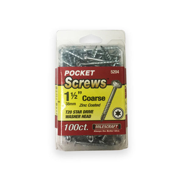 Milescraft | Pocket Screws Coarse 1" 100pc 38mm Zinc Coated