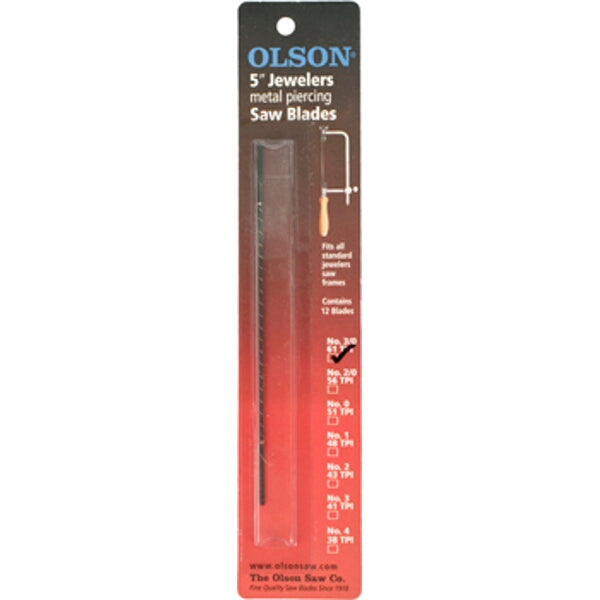 Olson Jewelers Metal Piercing Saw Blades 61tpi Plain End 6pc SSB47500 Power Tool Services