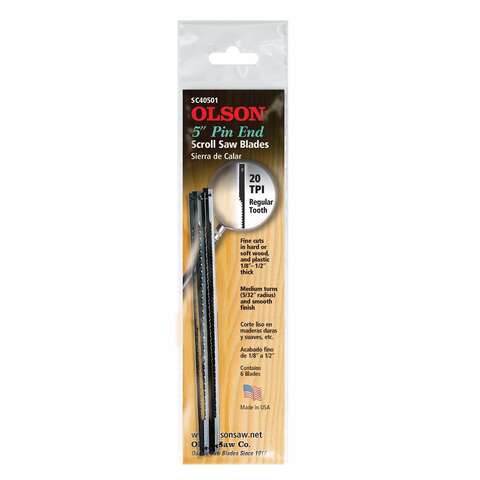 Olson Scroll Saw Blade 20tpi With pins 6/pack SSB40501 Power Tool Services