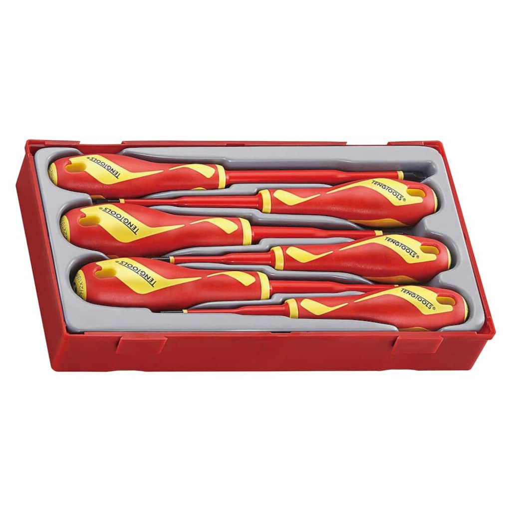 Teng Tools 6PC Insulated Screwdriver Set with Reduced Blade Diameter