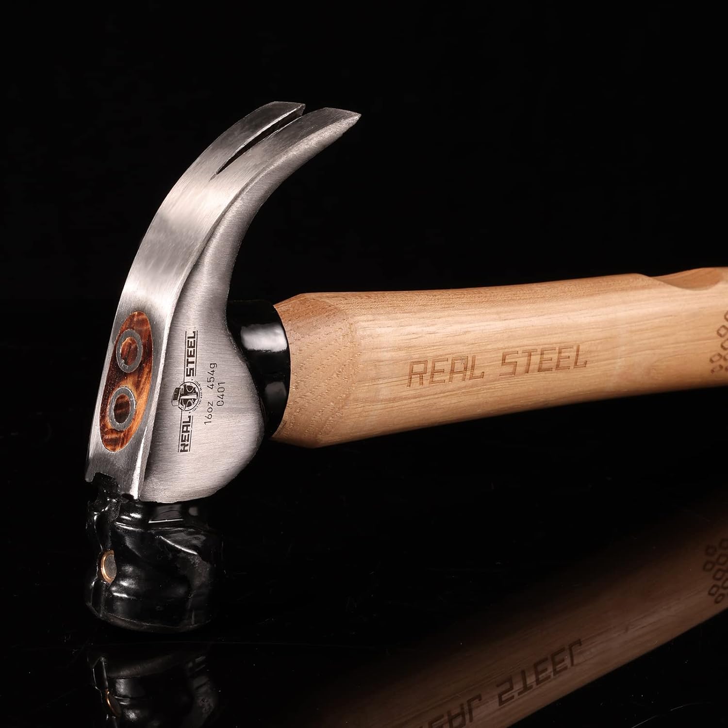 Real Steel Hammer Claw Curved 450g 16oz Hick. Wood Handle RSH0401 Power Tool Services