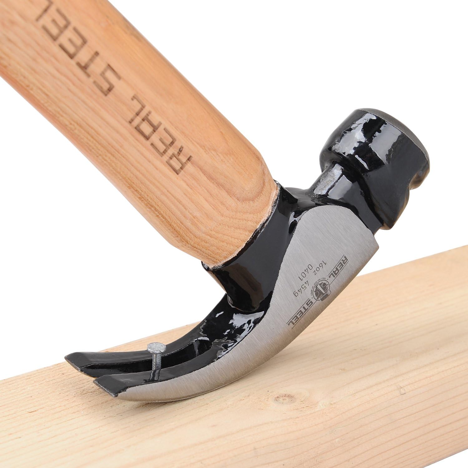 Real Steel Hammer Claw Curved 450g 16oz Hick. Wood Handle RSH0401 Power Tool Services