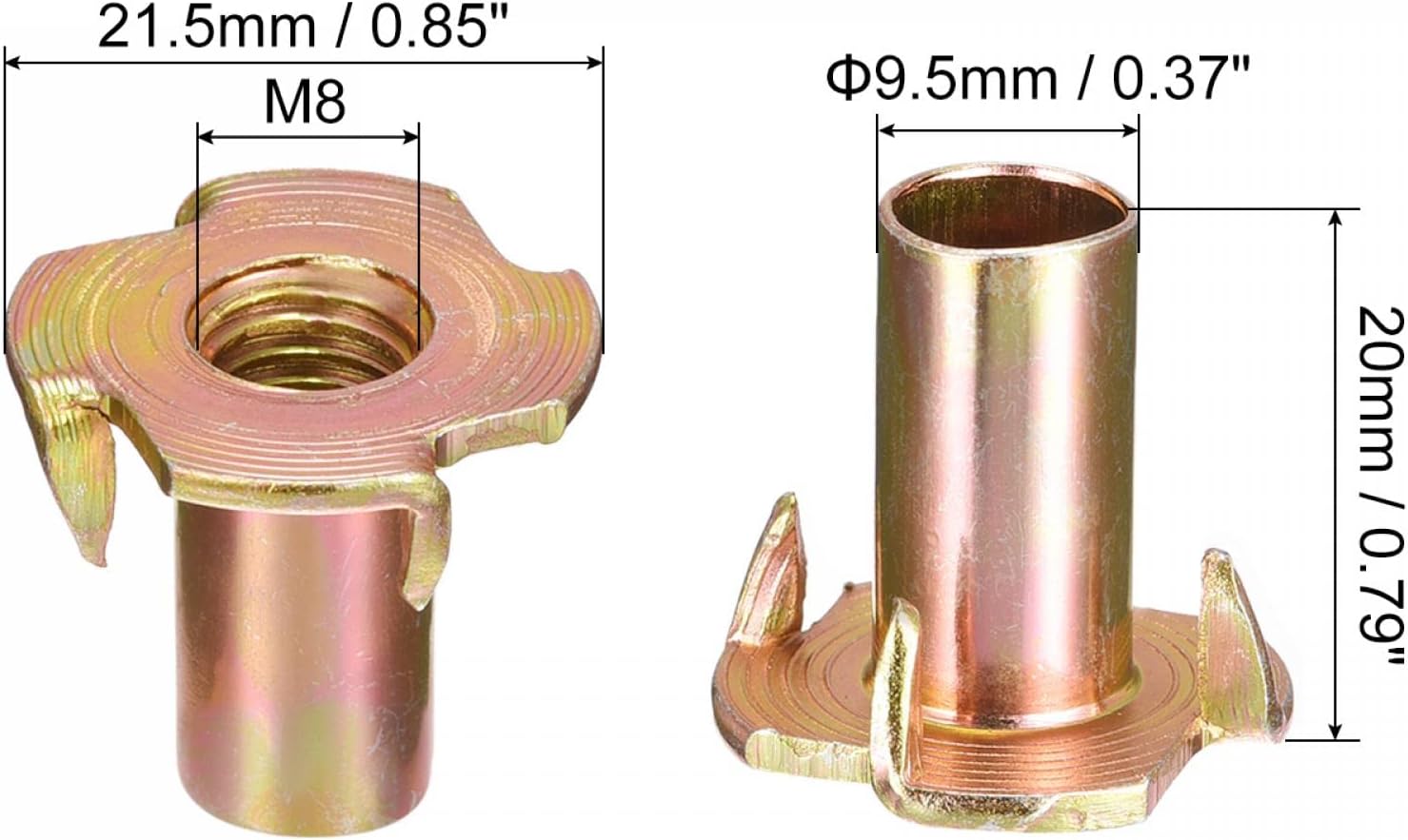 T-Nuts 4 Pronged M8x20mm 10 Pack Power Tool Services