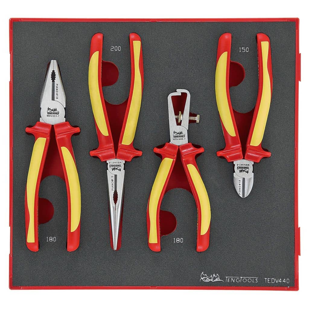 Teng Tools 4PC 1000 Volt Insulated Plier Set in EVA Foam