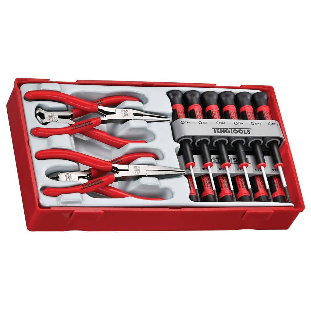 Teng Tools 16PC Mini Plier & Screwdriver Tray