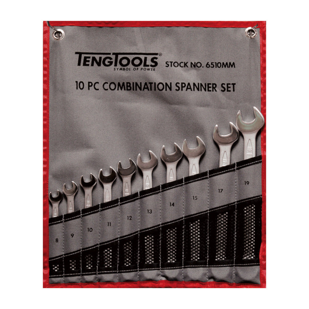 Teng Tools 10PC Metric Combination Spanner Set - Tool Roll Power Tool Services