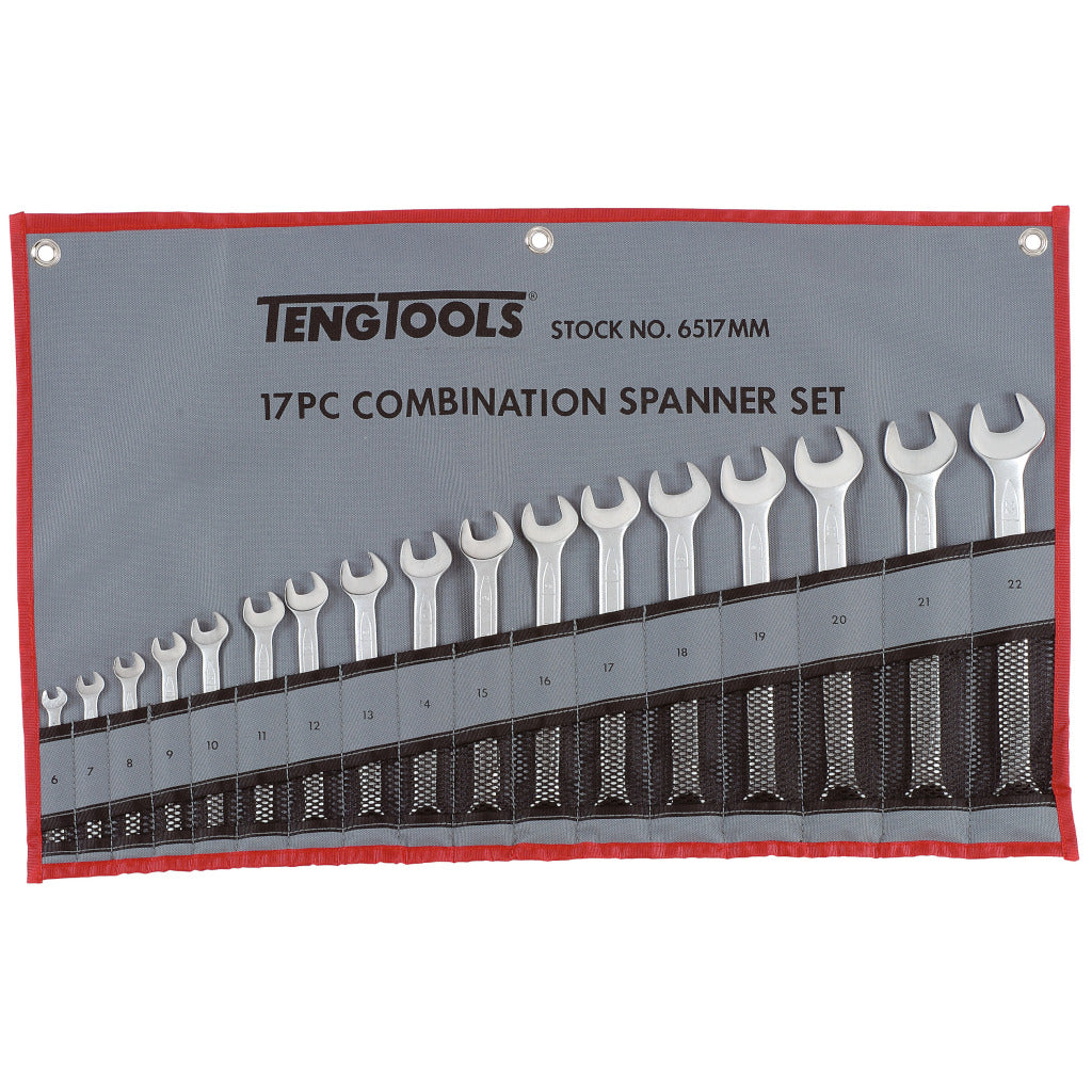 Teng Tools 17PC Combination Spanner Set - Tool Roll Power Tool Services