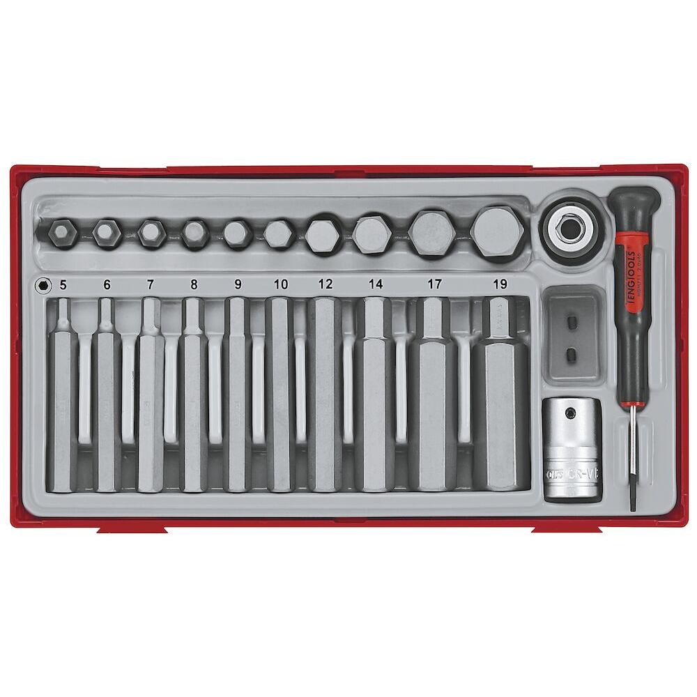 Teng Tools 20PC 1/2'' Drive Hex Bit Socket Tray Power Tool Services