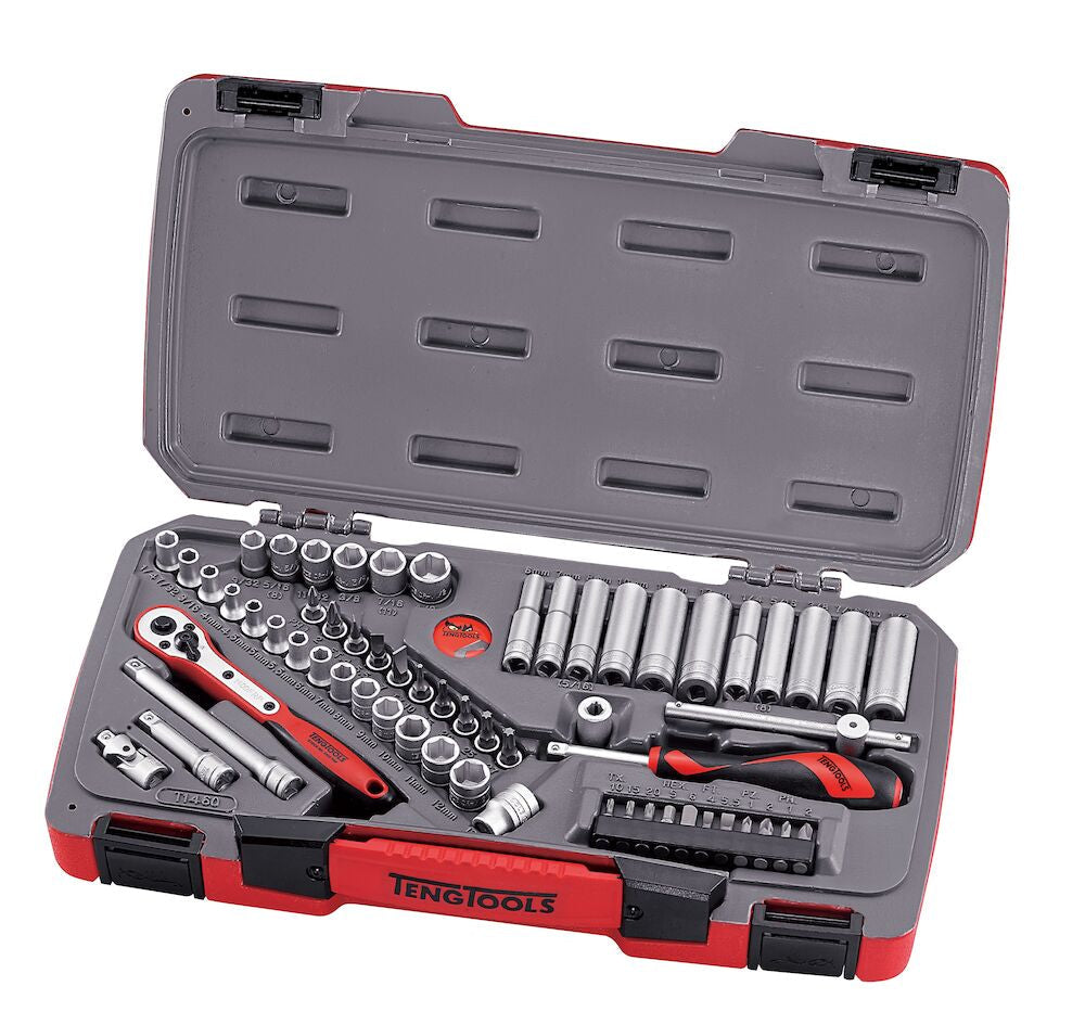 Teng Tools 60PC 1/4'' Drive Socket Set (Metric/AF) Power Tool Services