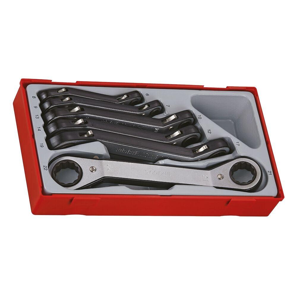 Teng Tools 6PC Extra Strong Ratcheting Offset Ring Spanner Set Power Tool Services