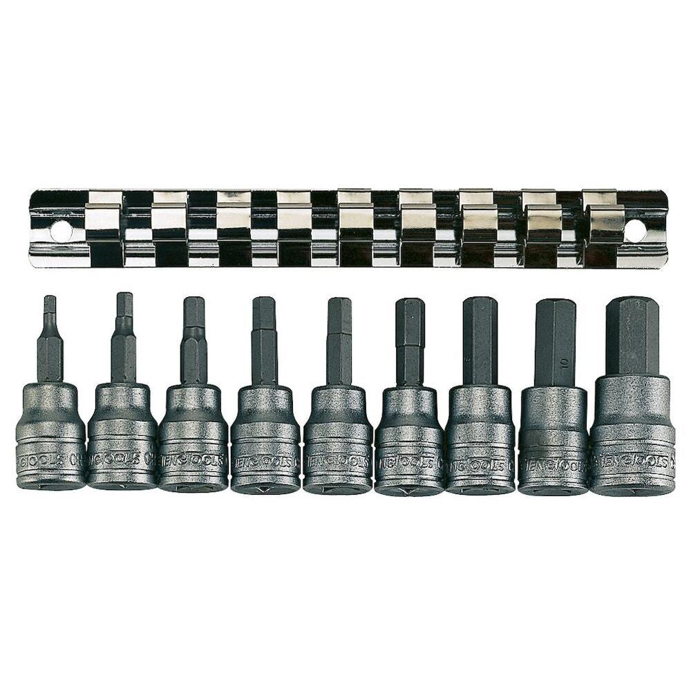 Teng Tools 9PC 3/8'' Drive Hex Bit Socket Set on Clip Rail Power Tool Services