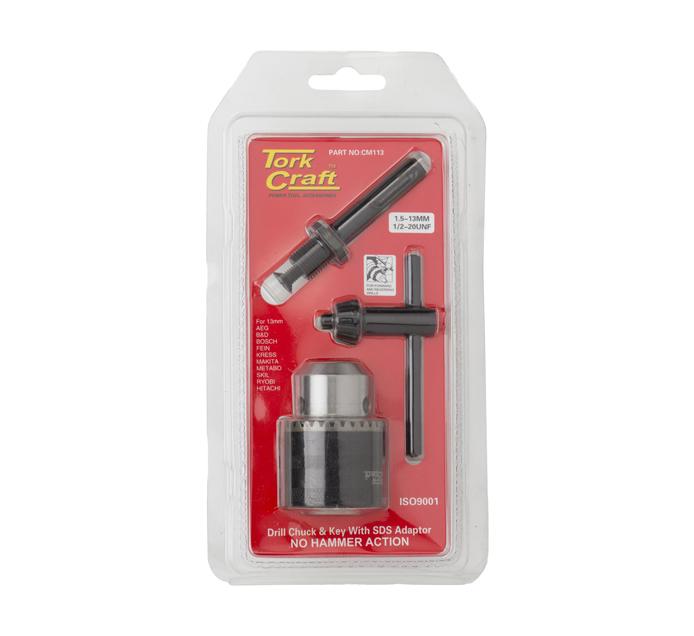 Tork Craft 13mm Drill Chuck with key & SDS-Plus adapter Power Tool Services