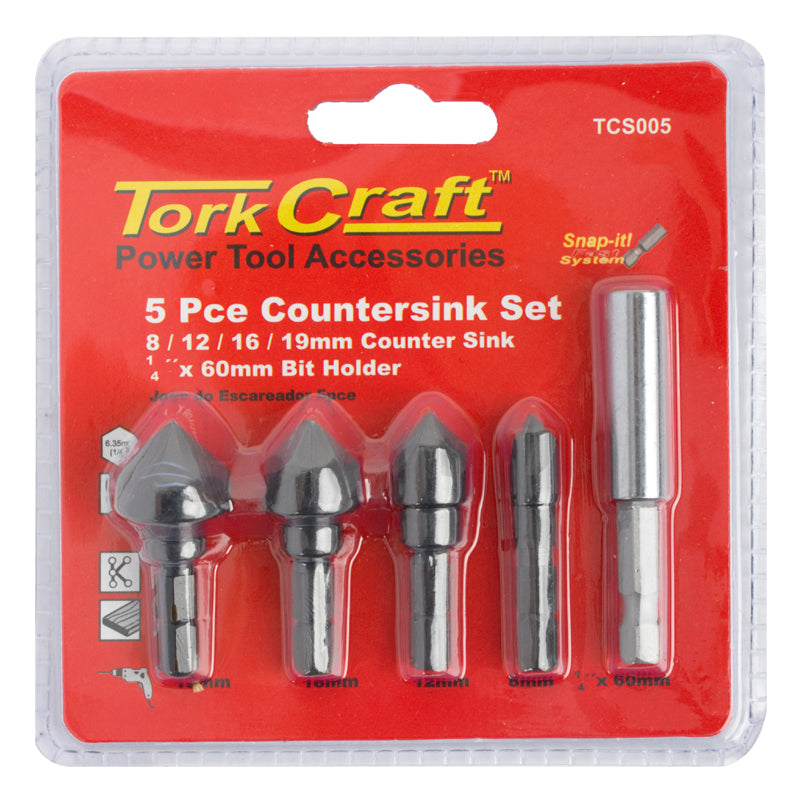 Tork Craft 5 Pc Carbon Countersink Bit Set Power Tool Services