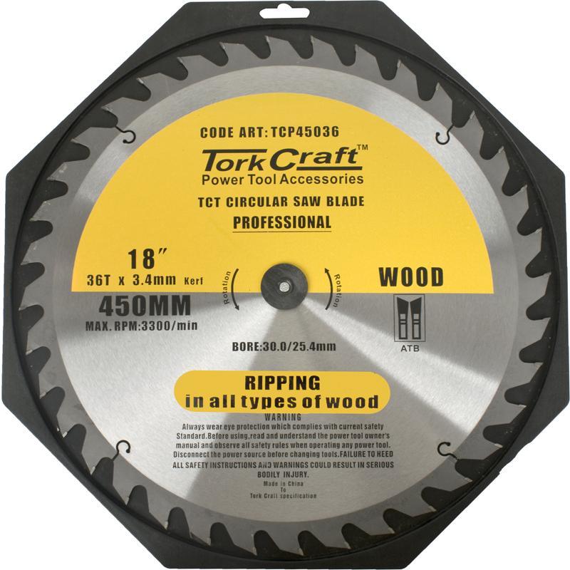 Tork Craft Blade Contractor 450 X 36T 30/1 Circular Saw Tct Power Tool Services