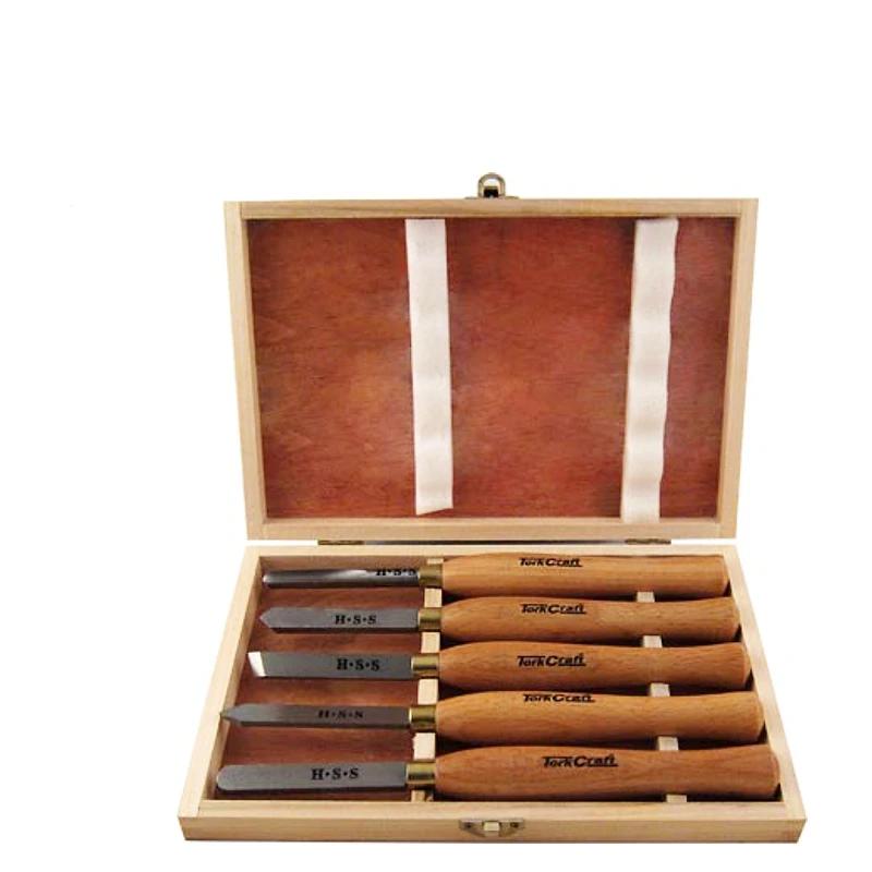Tork Craft Chisel Set Wood Turning 300Mm Hss 5 Piece Wood Case Power Tool Services