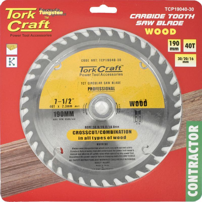 Tork Craft Circular Saw Blade 190 X 40T TCP19040-30 Power Tool Services