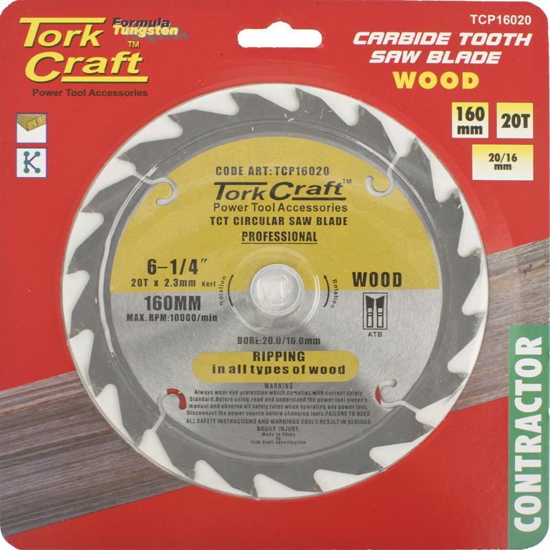 Tork Craft Circular Saw Blade Contractor 160 X 20T 20/16 TCP16020 Power Tool Services