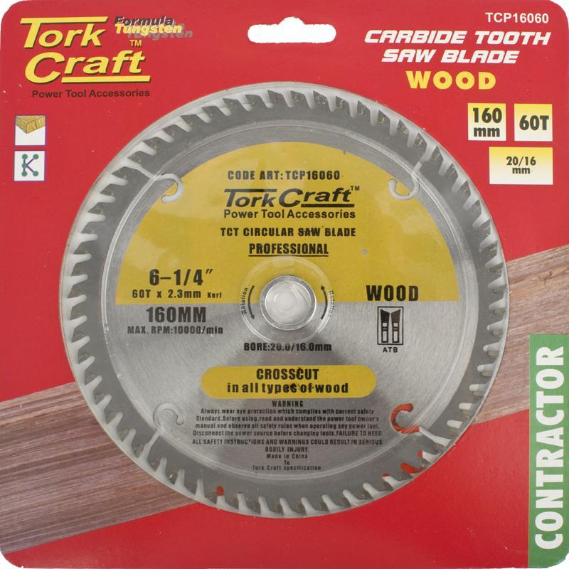 Tork Craft Circular Saw Blade Contractor 160 X 60T 20/16 TCP16060 Power Tool Services