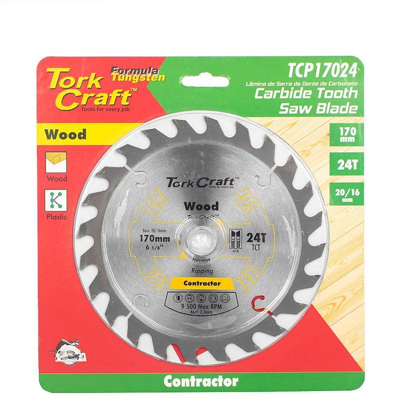 Tork Craft Circular Saw Blade Contractor 170 x 24t 20/16 TCP17024 Power Tool Services