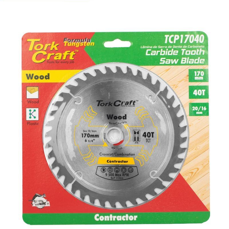 Tork Craft Circular Saw Blade Contractor 170 x 40 x 20/16 TCP17040 Power Tool Services