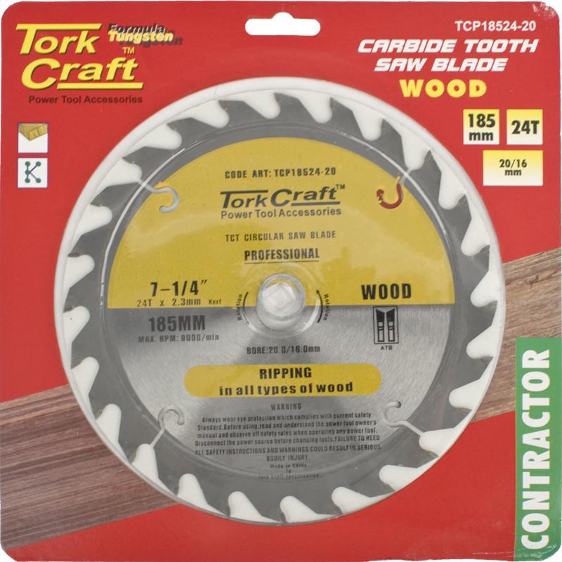 Tork Craft Circular Saw Blade Contractor 185 X 24T 20/16 TCP18524-20 Power Tool Services