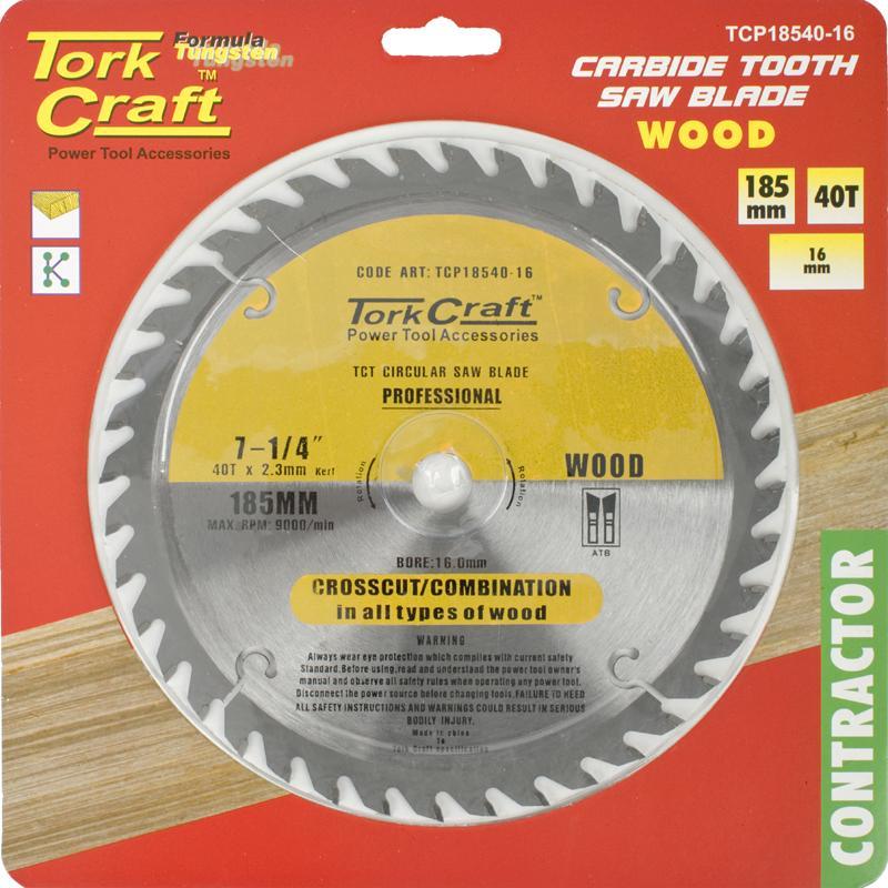 Tork Craft Circular Saw Blade Contractor 185 X 40T 16 TCP18540-16 Power Tool Services