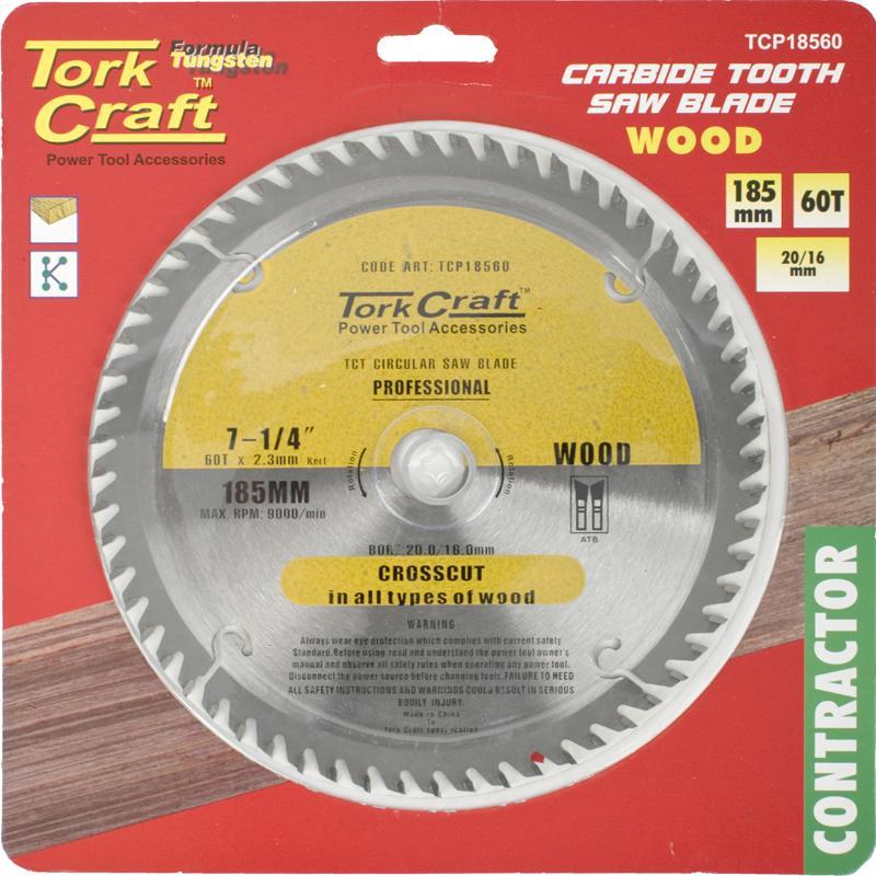 Tork Craft Circular Saw Blade Contractor 185X60T 20/16 TCP18560 Power Tool Services