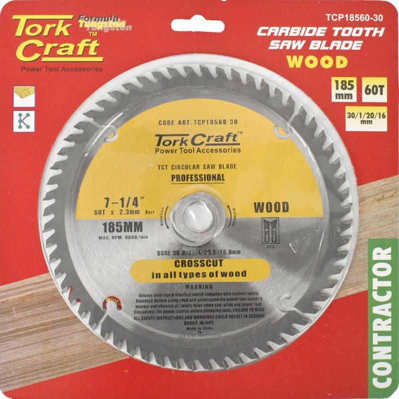 Tork Craft Circular Saw Blade Contractor 185X60T 30/20/16 TCP18560-30 Power Tool Services