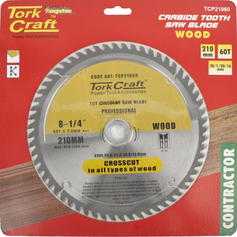 Tork Craft Circular Saw Blade Contractor 210 X 60T 30/20/16 TCP21060 Power Tool Services