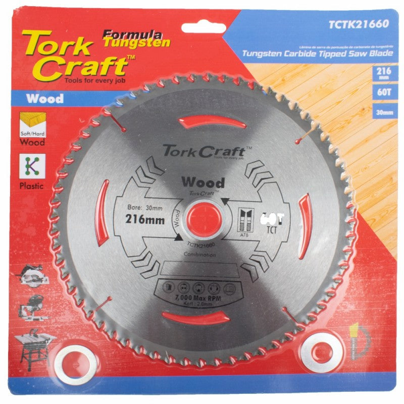 Tork Craft Circular Saw Blade Contractor 216 X 60T 30mm TCTK21660 Power Tool Services