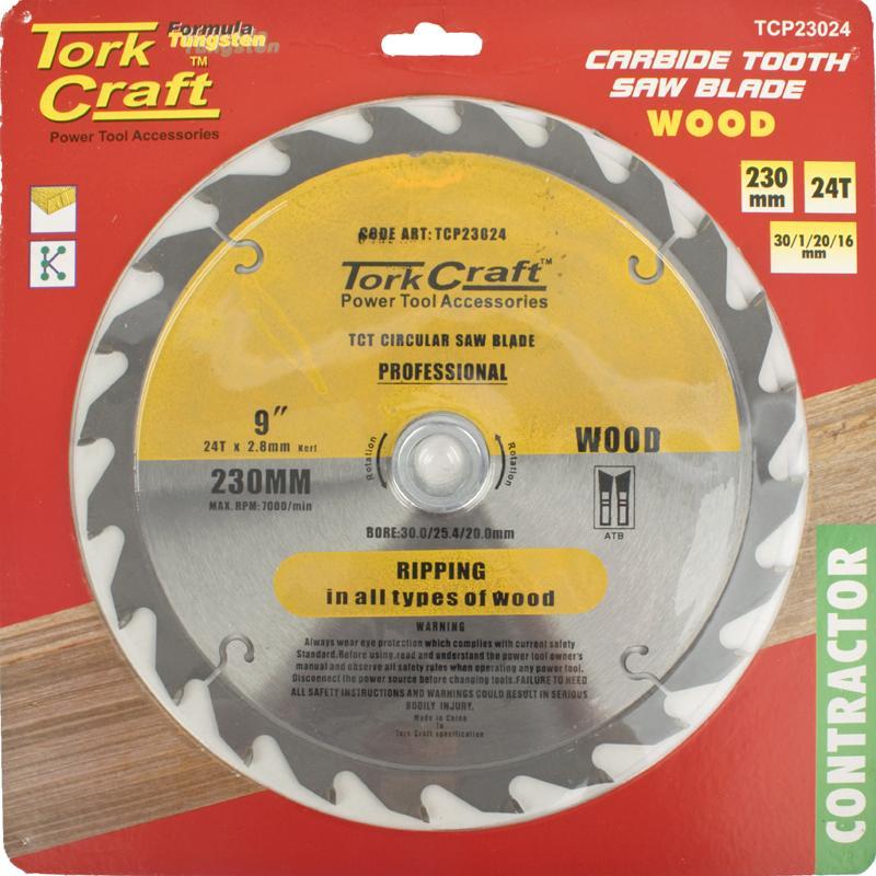 Tork Craft Circular Saw Blade Contractor 230 X 24T 30/20/16 TCP23024 Power Tool Services